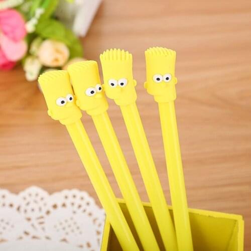 100 Pcs Cute Crooked Male Neutral Pen Student Stationery Cartoon Office Supplies Needle Tube Black Signature Pen Kawaii School