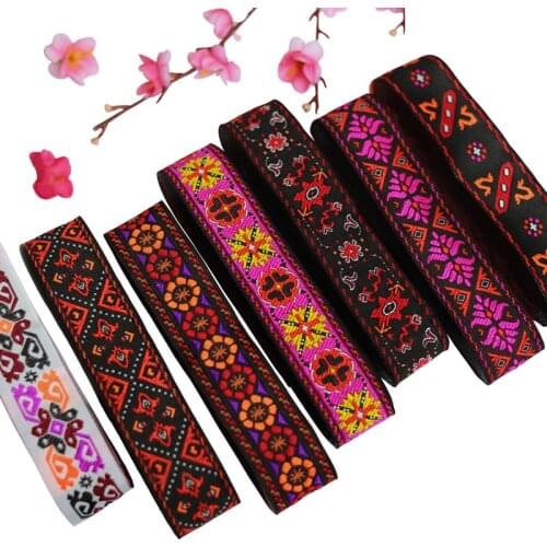 Colorful Cotton Daisy Webbing 2.3CM 3YARD/LOT Woven Jacquard Ribbon for DIY Hand-Sewn Clothes Cuffs and Apparel Decoration