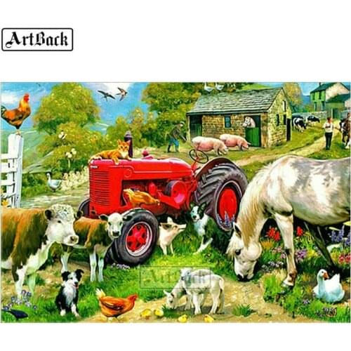 5d diy diamond painting tractor animal cow horse sticker full square diamond mosaic 3d diamond embroidery home decoration