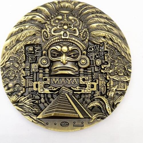 80*10mm Big Size Mexican Mayan Coin Aztec Calendar Souvenir Prophecy Commemorative Coins Art Collection Gift Present Interesting