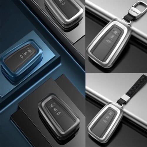 Car Keychain Aluminum Alloy TPU Key Fob Case Cover For Toyota Camry 2020 Remote Key Accessories 360 Degree All-round Protection