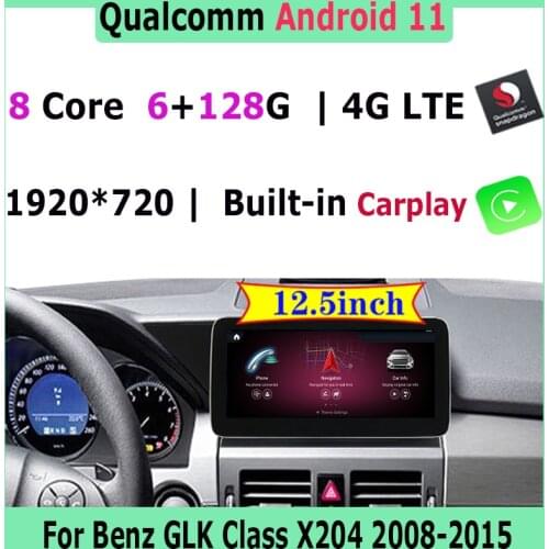 12.3" Snapdragon 8Core 4+64G Android 10 Car Multimedia Player GPS Radio Stereo Video for Mercedes Benz GLK Class X204 2008-2015