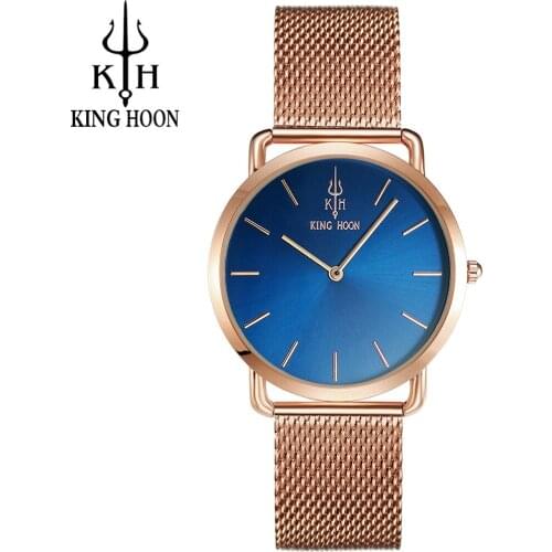 KING HOON Women Watches Brand Top Luxury Ultrathin 38mm Casual Rose Gold Quartz Wristwatches Montre Femme Relojes watch women