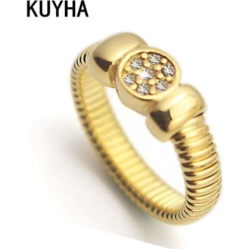 Fashion Ring Jewelry Simple Wedding Engagement Gold Color Crystal Ring Yellow Gold Filled Italian Midi Ring Sets for Women