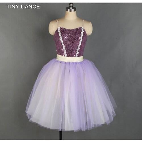 Purple Sequin Lace Camisole Leotard Dress Adult Girls Romantic Tutu Skirts Ballerina Dance Costume Women Platter Tutus 21027