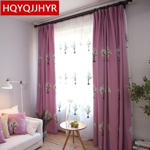 Purple pastoral Embroidered Blackout curtains for Living Roomsheer curtains for kitchen Window Curtain Bedroom custom finished