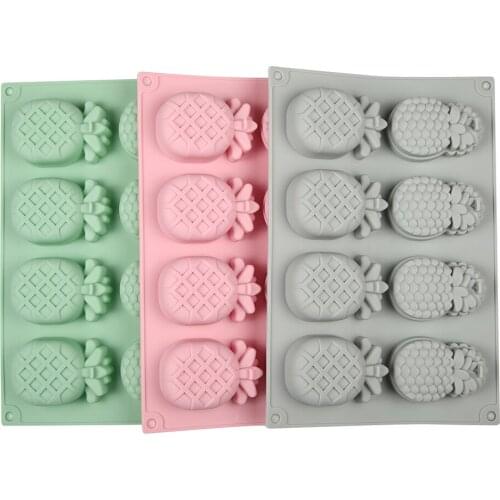 8 Cavity Cube Pineapple Shape Silicone Mold for Cake Decorating Tools DIY Handmade Dessert Cake Moulds for Kitchen Baking Tools