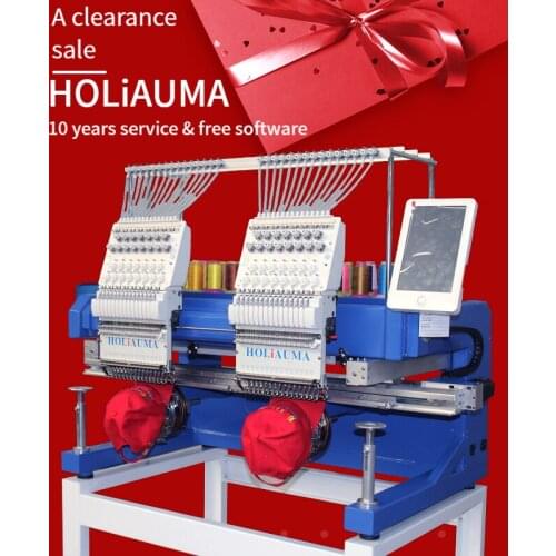 Hot sale product HOLiAUMA barudan type embroidery machine high speed two heads embroidery machine for cap/t-shirt/flat with ce
