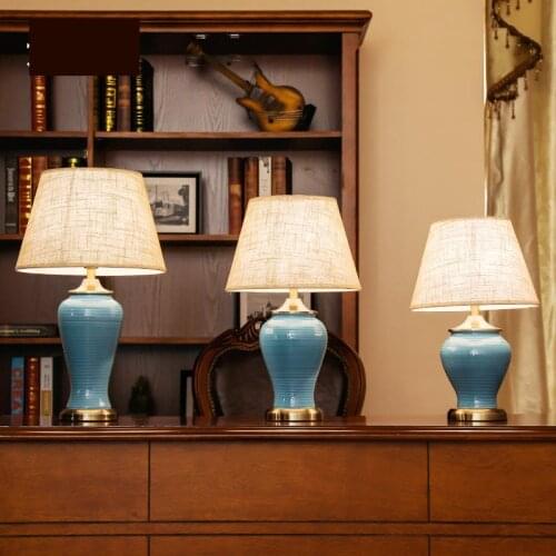 Ceramic table Lamp Modern Simple Antique Decorative Table Lamp Living Room Hotel Study Bedroom Bedside porcelain table Lamp
