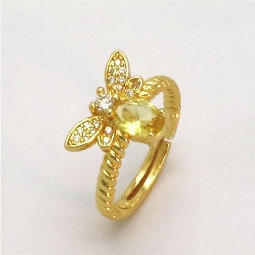 New Arrival Honey Bee Ring for Women Jewelry Ladies Adjustable Open Fashion Rings Crystal CZ Wedding Party Gift Dropshipping