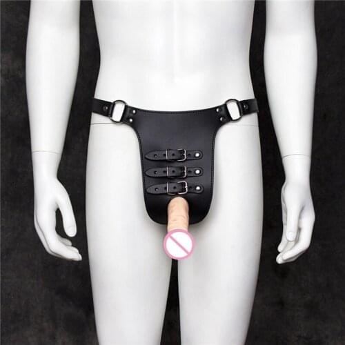 Leather Open Crotch Panties Penis Bondage Cock Ring Erotic Panties Male Chastity Men Underwear Pantys Sex Tools For Couples