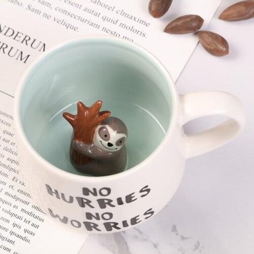 Creative 3D Cartoon Ceramic Mugs Cute Animal Coffee Milk Tea Cup 220ml Novelty Birthday Christmas Gifts Mugs Coffee Mug