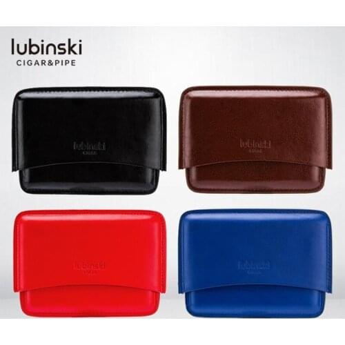 LUBINSKI Brand New Cigar Accessories Travel Cigar Genuine Leather Case 10 Tubes Holder Cigar Humidor Cigarette Case W/Gift Box