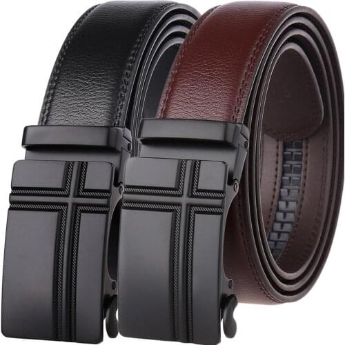 2019 Mens Genuine Leather Belt Automatic Buckle Waist Strap for Business Male Cintos High Quality Cowhide Men Belts