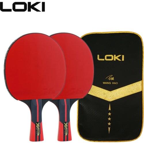 LOKI 2Pcs X3 Table Tennis Racket Set Carbonized Blade with Pimples In Rubber Lightweight Training Ping Pong Paddle Bat with Bag