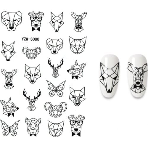 3D New Animal Designs Nail Stickers Tiger Dragon Butterfly Wolf Snake Whale Manicure Decoration Stickers For Nails