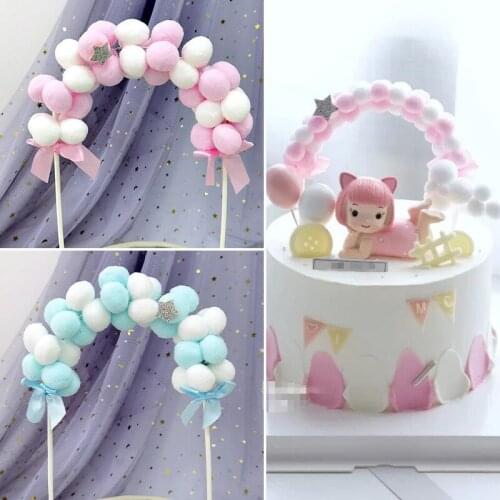 New Soft Pompom Cloud Cake Topper Baby Shower Birthday DIY Garland Cake Top Flags Decoration Festival Party Supplies Hot Sale