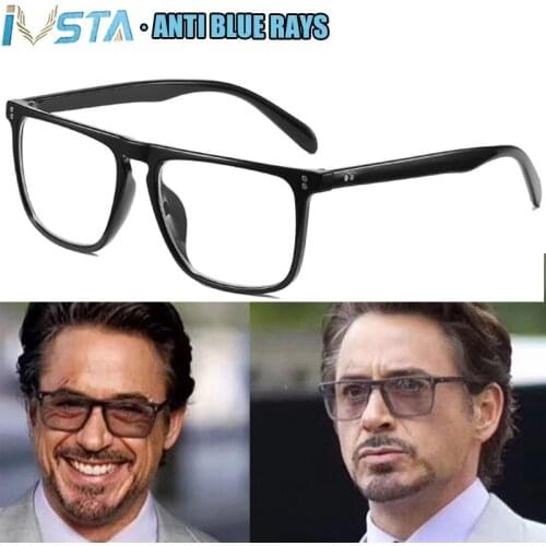 IVSTA Oversized Glasses Men anti Blue Rays Glasses Computer Gaming Prescription Lenses for Sight Big Large Tony Stark Vintage