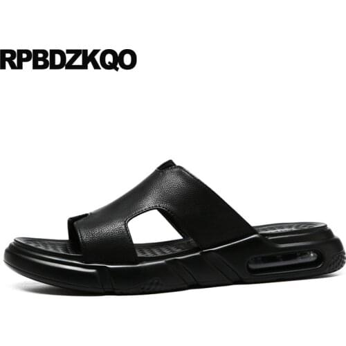 Flat Shoes Open Toe Beach Slip On Slippers Black Famous Brand Designer Casual Outdoor Men Sandals Leather Summer Slides 2018