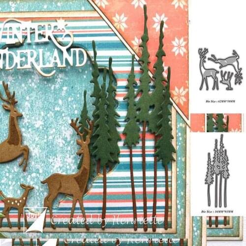 Christmas Elk and tree Metal Cutting Dies Scrapbooking Embossing Paper Card Craft