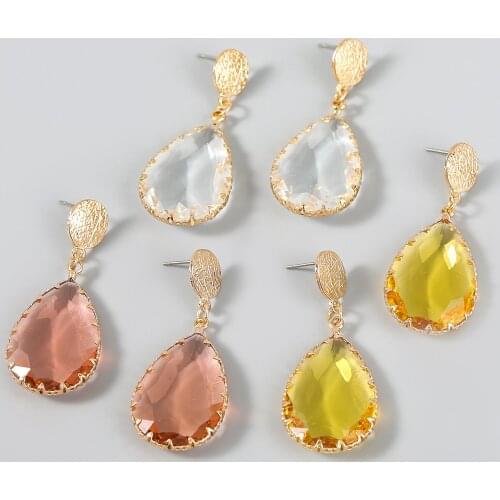 Pauli Manfi Fashion Metal Water Drop Acrylic Earrings Womens Popular Retro Dangle Earrings Party Accessories