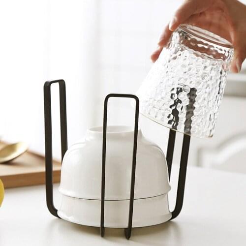 Bowl Rack Dish Drainer Sink Drain Bowls Shelves Kitchen Organizer Storage Shelf Modern Minimalist Style Drying Tableware Holder