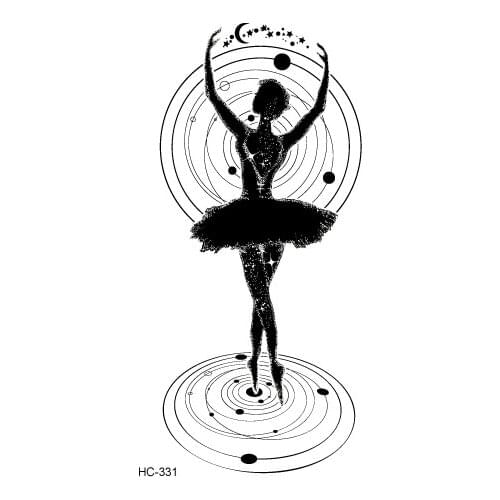Water Transfer fake tattoo Ballet Dancer star moon Milky Way Waterproof Temporary tatoo flash tatto for woman man