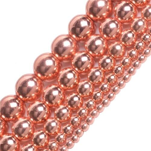 Top quality Rose Golds Plated Hematite Beads Natural Stone Beads For Jewelry Making 3/4/6/8/10mm Pick Size