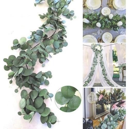 200cm green silk artificial Hanging ivy leaf garland plants vine leaves 1Pcs diy For Home Wedding decoration Garden Party Decor
