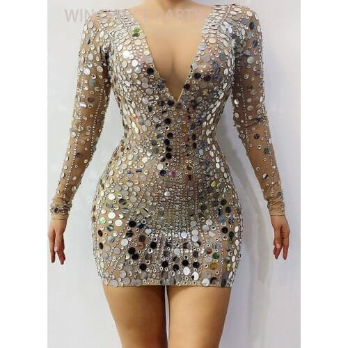 Sparkly Silver Sequins Feather Women Birthday Celebrate Wedding Bar DS Latin Dresses Dance Wear