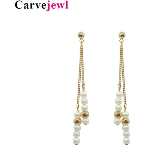 Carvejewl drop earrings faceted glass beads pearl ccb dangle earrings for women jewelry new plastic hook anti allergy earrings