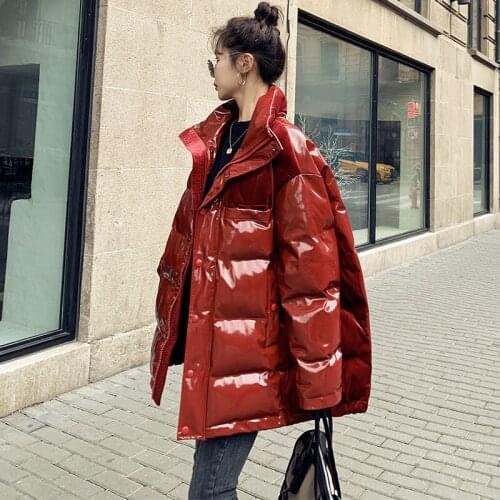Winter Coat Women Warm Parkas Puffer Jacket Down Jackets for Women 2021 Female Midi Loose Red Coats Chaquetas Para Mujer HLY224