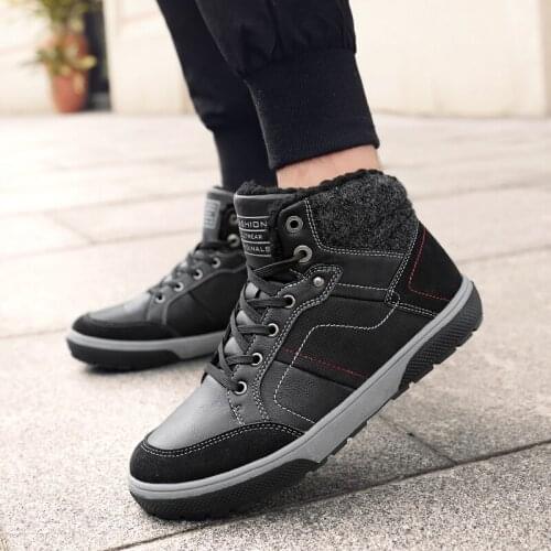 Winter Boots Men Shoes Hot Warm Outdoor Snow Walking fur boots work shoes menleather lace-up military boots men Casual Boots