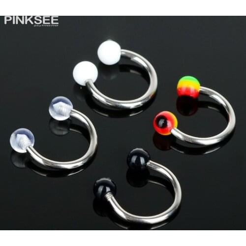 10/20PCS Acrylic Horseshoe Nose Septum Rings Piercing Jewelry Cartilage Helix Tragus Earring Hoop Lip Piercing Body Jewelry 18G