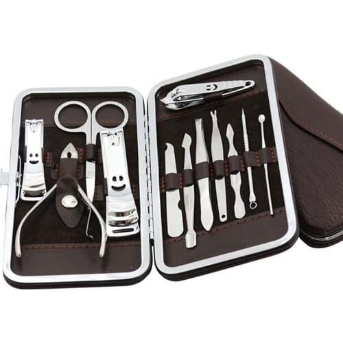 12Pcs High Quality Manicure Pedicure Tool Nail Clippers Cleaner Cuticle Set Nail Care Ear Syringe Grooming Kits Adult Baby Kids