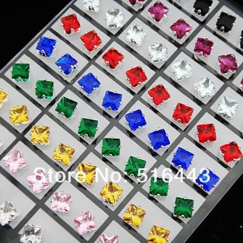 Promotion 144pcs Mix Cubic Zirconia Stainless Steel Fashion Square Stud Earrings for Womens Mens Wholesale Jewelry Lots A-660