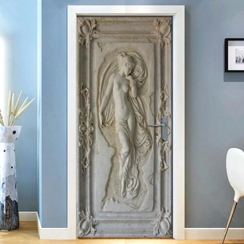 3D Three-dimensional Art Relief Angel Nude Statue Mural Wall Living Room Bedroom Door Self adhesive Vinyl 3D Wall Paper Fresco