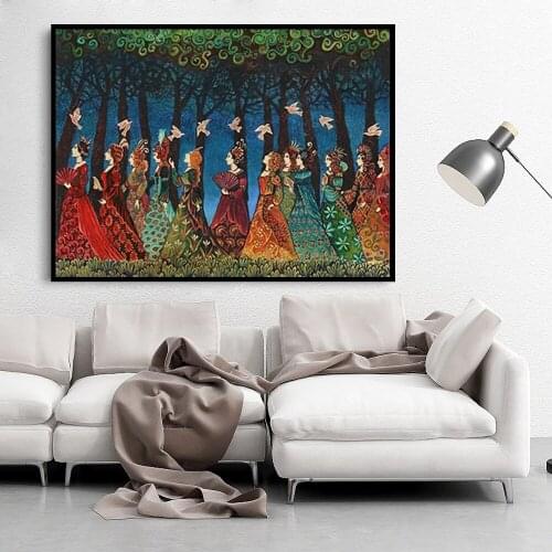 Abstract African Woman Canvas Painting Figure Art Wall Poster Loft Interior Home Decor Modular Pictures for Living Room