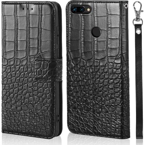 For Huawei Honor 9i Honor 9N Case Luxury Crocodile Leather Cases For Huawei Honor 9i With Strap magnet Flip leather Case