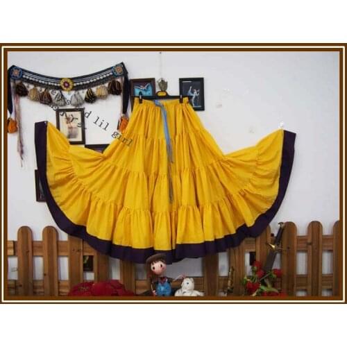 Cotton 4Tiered 18Yards Ats Gypsy Tribal Belly Dance Skirt With Border EI37
