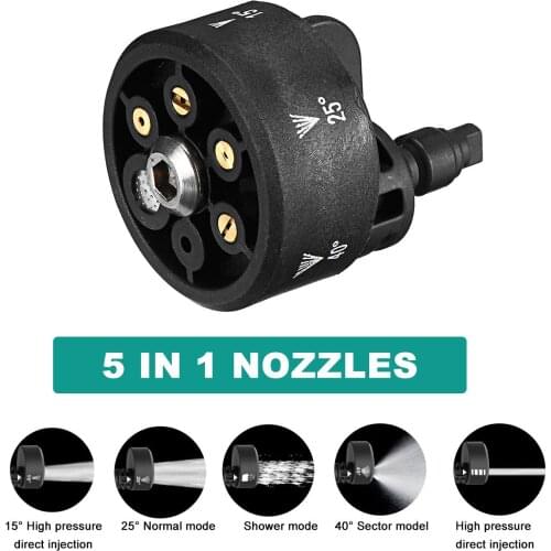 5 In 1 Quick Connector Car Washing Nozzles Metal Jet Lance Nozzle High Pressure Washer Spray Nozzle