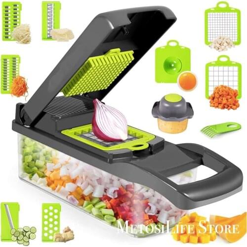 Vegetable Choppers, Onion Chopper, 12 in 1 Vegetable Cutter, Pro Slicer Dicer, Cutter, Manual Slicer, Mandolin Chopper with Cont