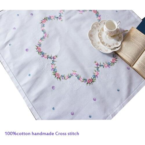 TOP Lace Cross stitch Handmade cotton table place mat pad Cloth cover cup wedding coaster Christmas party doily placemat kitchen