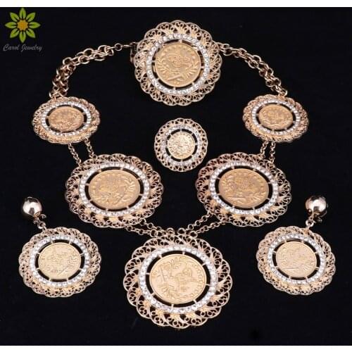Fashion Jewelry Sets Dubai Gold Color Africa Nigeria Women Costume Jewelry Retro Bridal Wedding Necklace Earrings Sets
