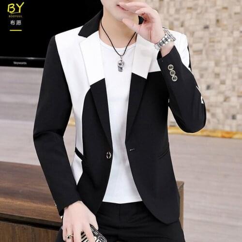 2021 Men Casual Suit Patchwork Color Spring And Autumn Full Sleeve Blazers