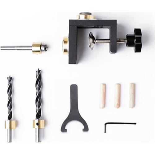 1 Set Woodworking Pocket Hole Jig Kit Hole Punching Locator Dowel Drill Guide Tool Furniture Puncher Step Drilling Dowelling Jig