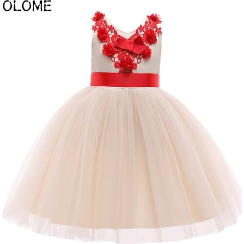 OLOME Wedding Party Dress Voile Bridesmaid Clothing Girls Summer Skirt Clothes for 2-7 Years Old Lolita Princess Evening Costume