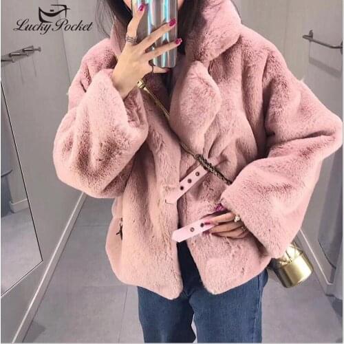 Women Winter Short Fashion Warm Plush Coat Ladies New Thick Loose Plus size Solid Color Fur Coat Soft Keep warm Outerwear ZY25