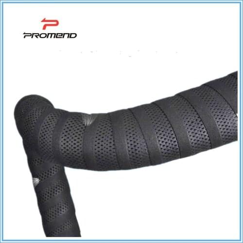PROMEND Bicycle Road Bike Handlebar Tape Black Mesh Design Non-slip Waterproof Bartape Soft EVA Sponge Leather Cycling Tape