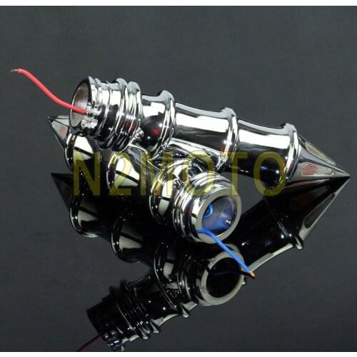 Spiked Moto Handgrip Amber Indicator Lamp 1' Handlebar Grip for Custom Harley Bobber Chopper Touring Sportster 25mm Chrome